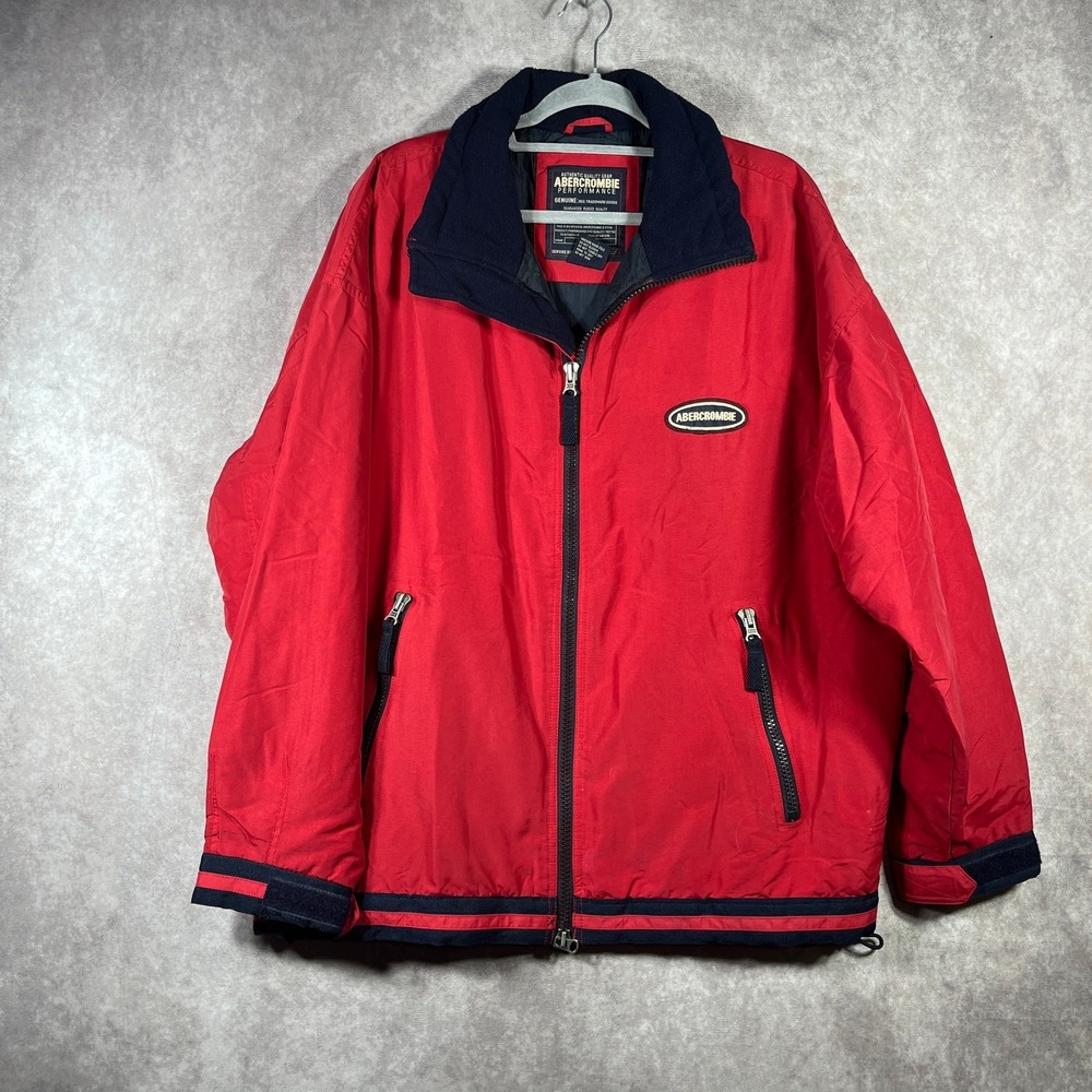 Vintage Abercrombie & Fitch Sailing Gear Performance Jacket Men M Red Blue Zip
